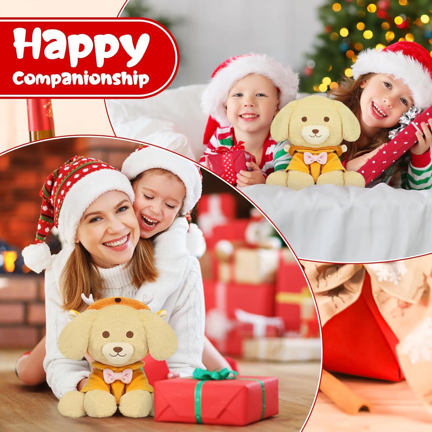 9in Christmas Plush Dog Reindeer Elk Plush Kawaii Stuffed Dog Doll Toy
