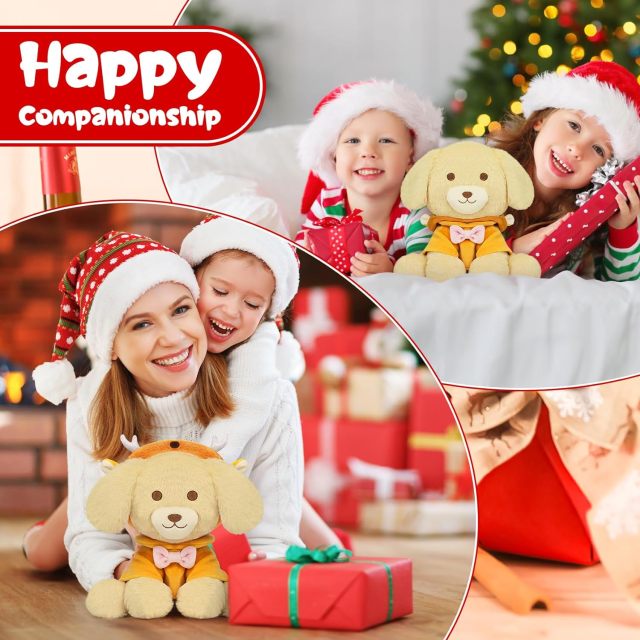 9in Christmas Plush Dog Reindeer Elk Plush Kawaii Stuffed Dog Doll Toy