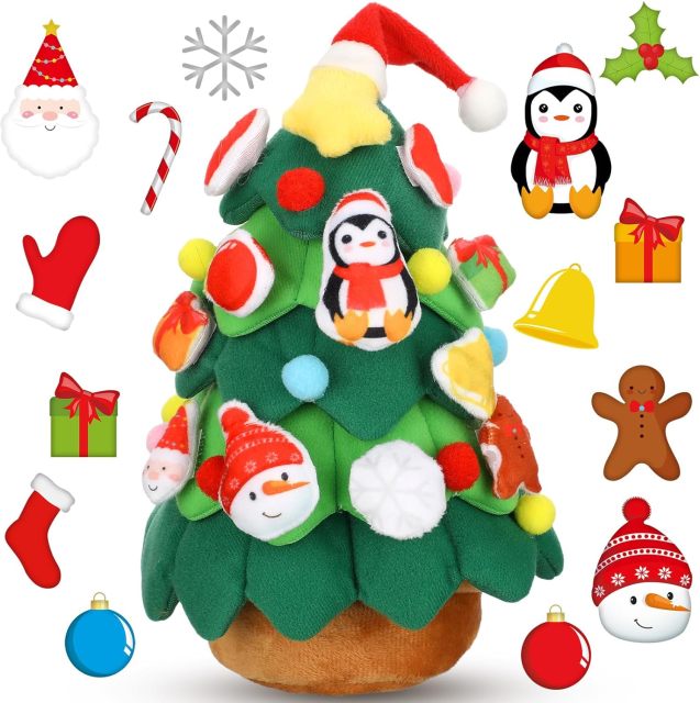 12 Pcs Christmas Tree Plush Set Christmas Tree Stuffed Plush Gifts Santa Claus Snowmen DIY Plush