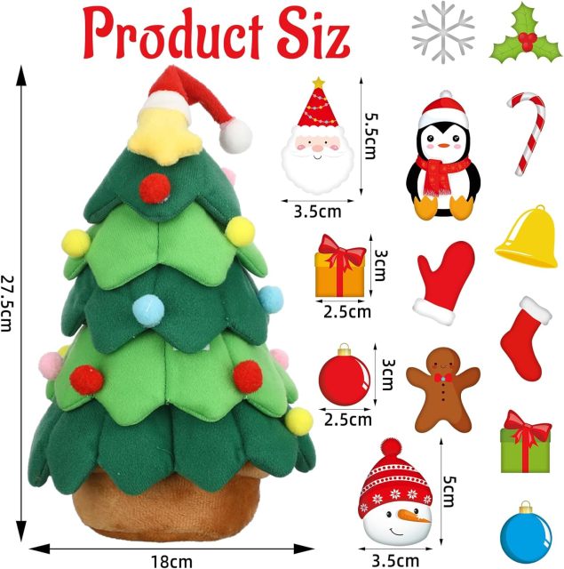 12 Pcs Christmas Tree Plush Set Christmas Tree Stuffed Plush Gifts Santa Claus Snowmen DIY Plush