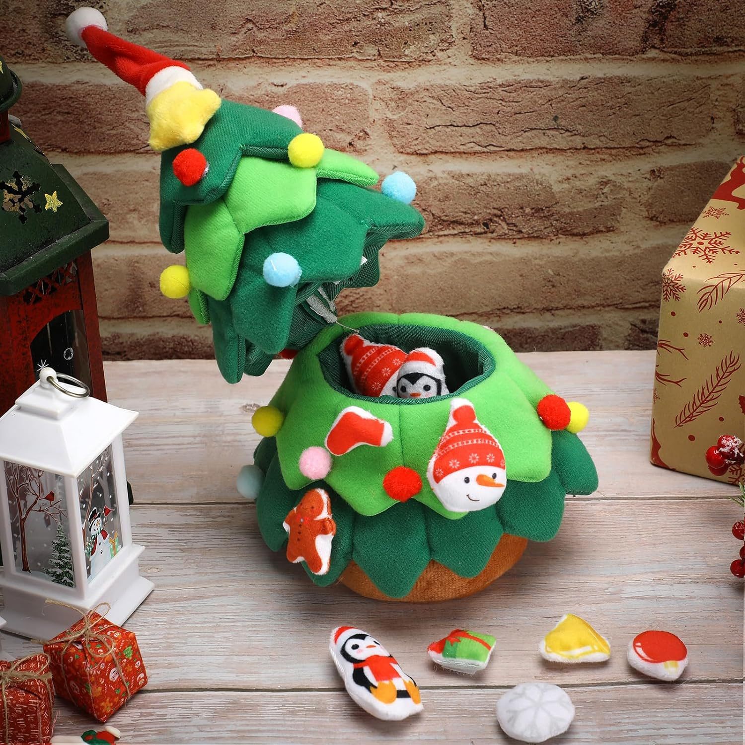 12 Pcs Christmas Tree Plush Set Christmas Tree Stuffed Plush Gifts Santa Claus Snowmen DIY Plush