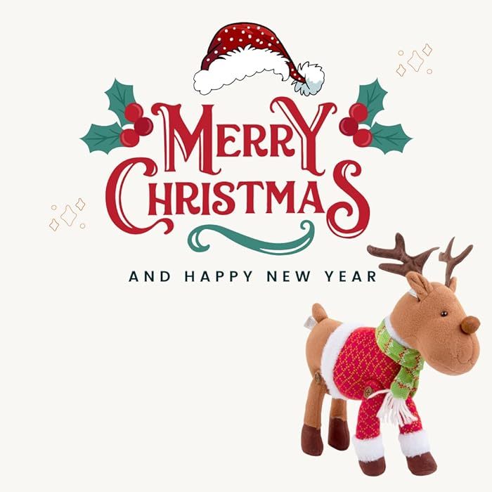 Reindeer Plush 12 Christmas Pet Stuffed Doll Cute Pet Deer Rudolph Toy