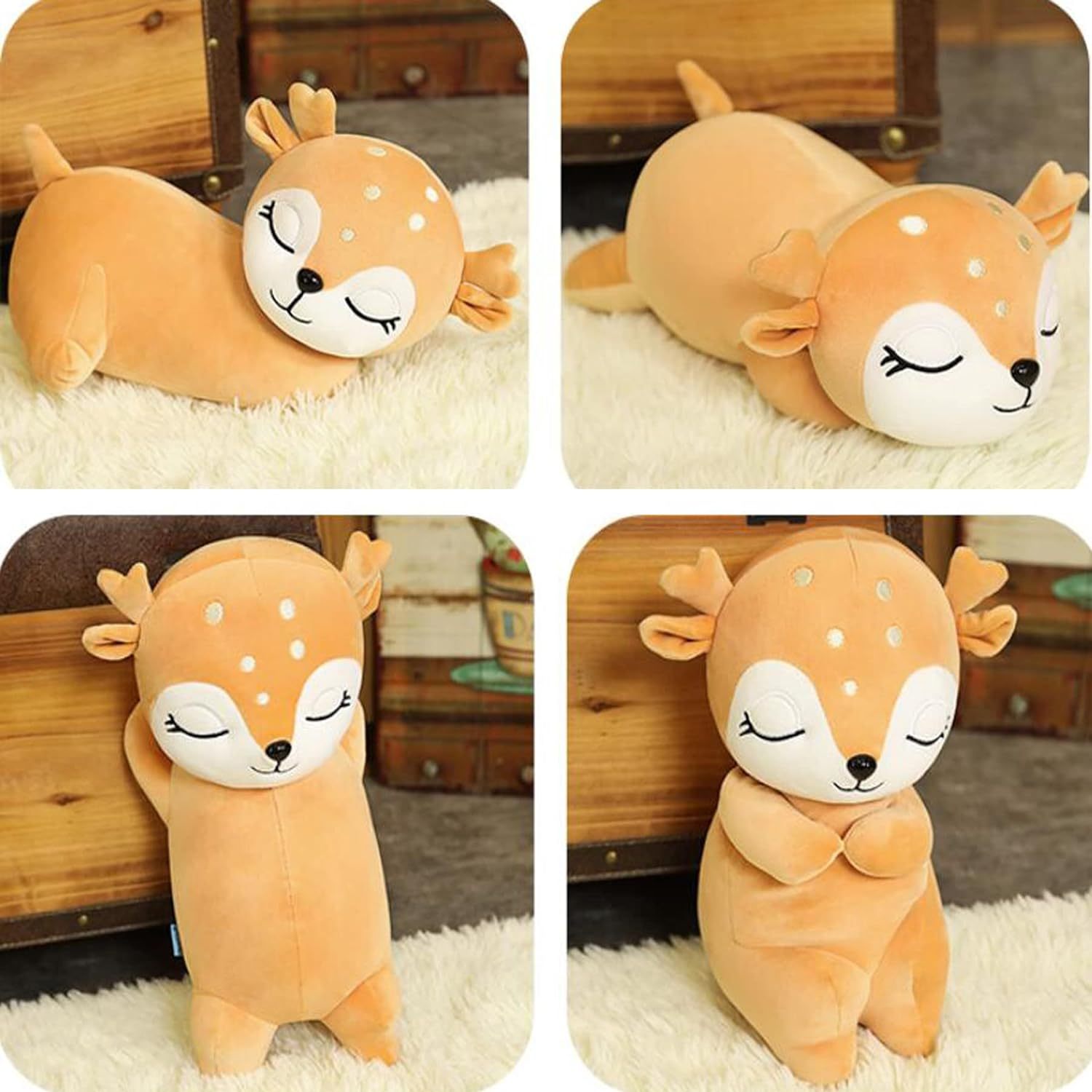 Plush Deer Stuffed Animals Toys Dolls Gifts for Kids Boys Girls 11 Inches (Laydown)