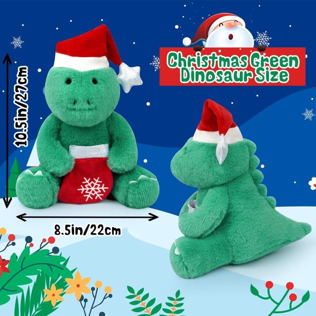 Christmas Stuffed Animal Dinosaur Plushie Kawaii Green Dinosaur Plush Toys
