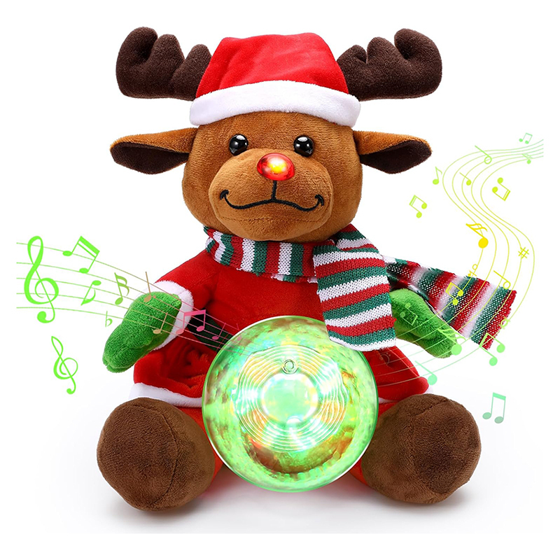 11 Inch Christmas Elk Plush Cuddly Toys with Snow Globe