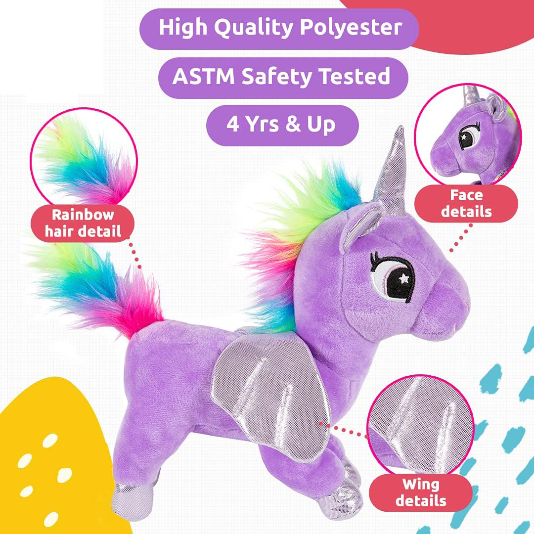 Reversible Sequins Charm Unicorn Toys Stuffed Animal for Kids (Purple Rainbow Unicorn)