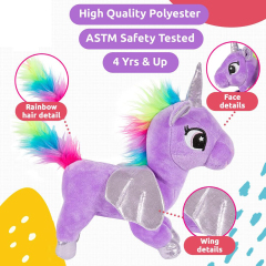 Reversible Sequins Charm Unicorn Toys Stuffed Animal for Kids (Purple Rainbow Unicorn)