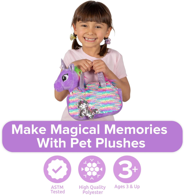 Reversible Sequins Charm Unicorn Toys Stuffed Animal for Kids (Purple Rainbow Unicorn)