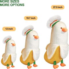 Cute Banana Duck Stuffed Animal Long Banana Chef Duck Plush Pillow