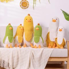 Cute Banana Duck Stuffed Animal Long Banana Chef Duck Plush Pillow