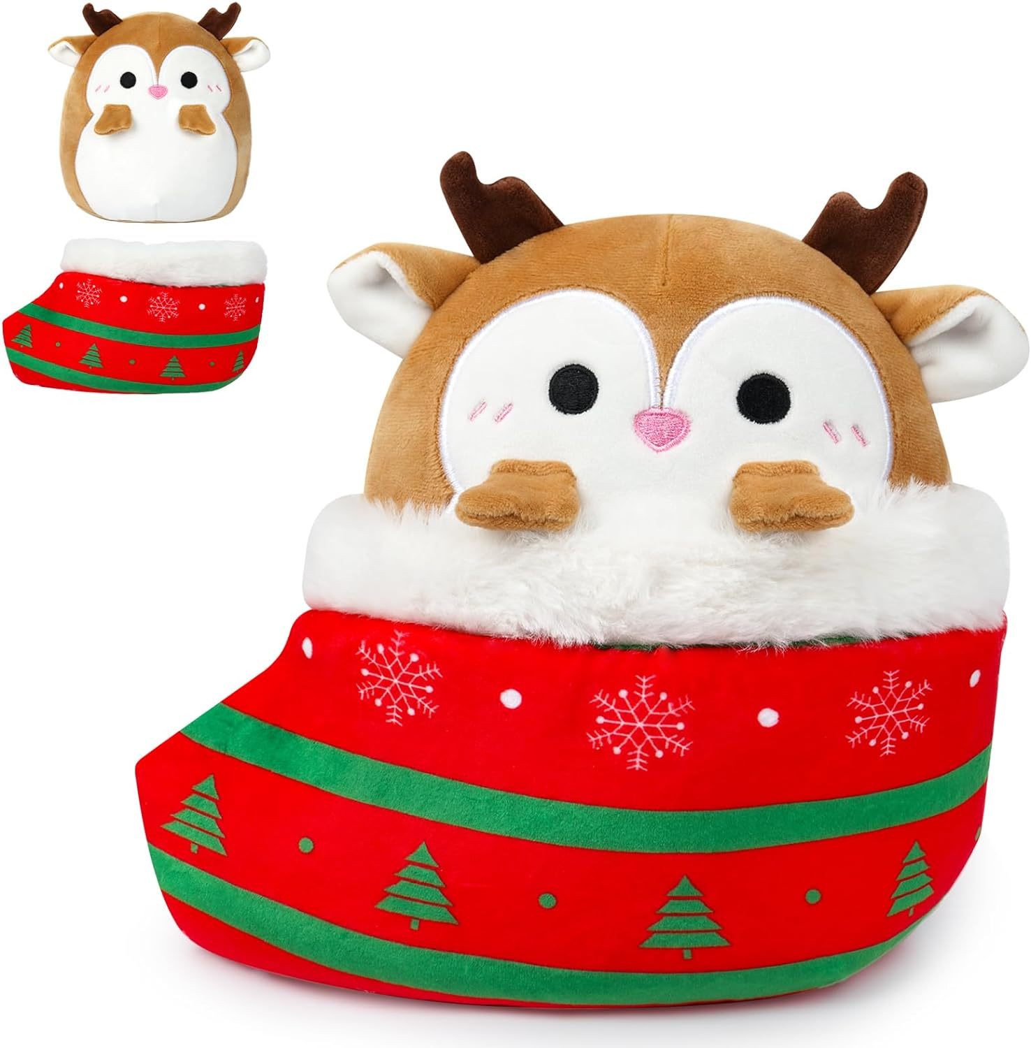 9.5 Inches Cute Christmas Stuffed Animal Elk Plush Reindeer Toy