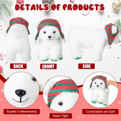 9.84 Inch Cute Soft Xmas Christams Polar Bear Plush Toy Green and Red Hat