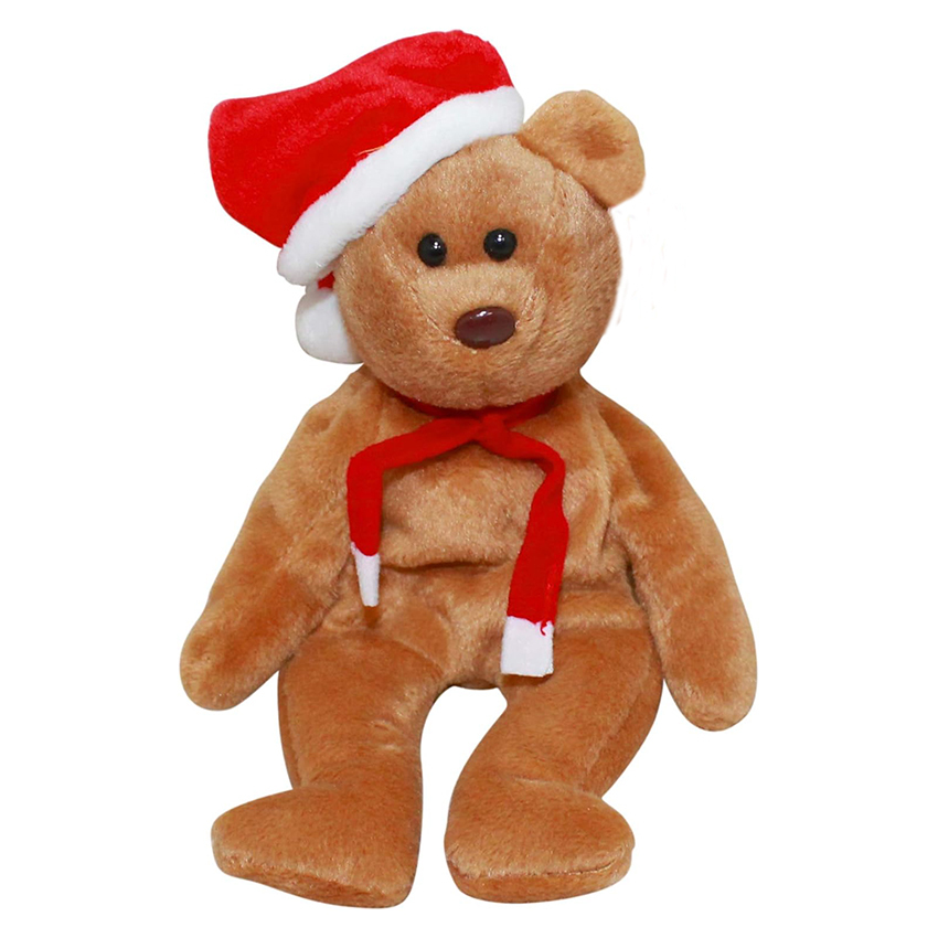 9 inches Brown Teddy Christmas Stuffed Animal Plush Toy with Santa Hat and Scarf