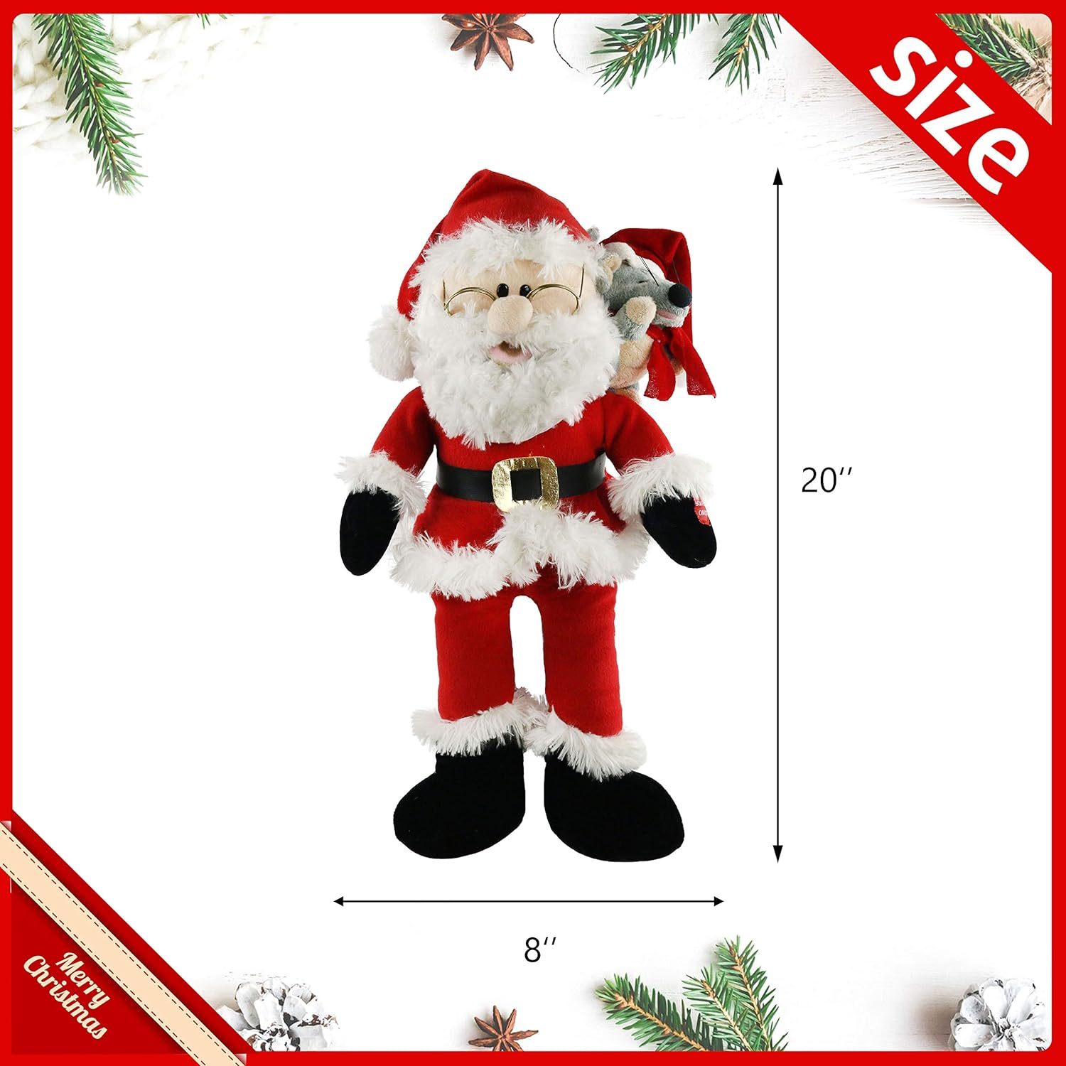 Singing Santa Claus Interactive Christmas Plush Toys with Music Electronic Animated Stuffed Animal