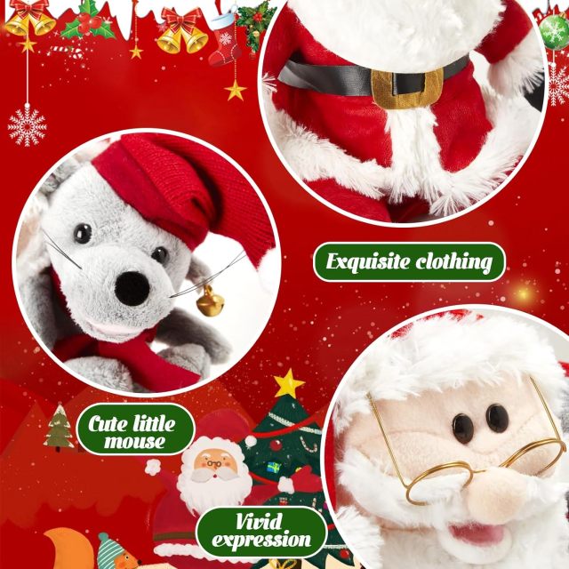 Singing Santa Claus Interactive Christmas Plush Toys with Music Electronic Animated Stuffed Animal