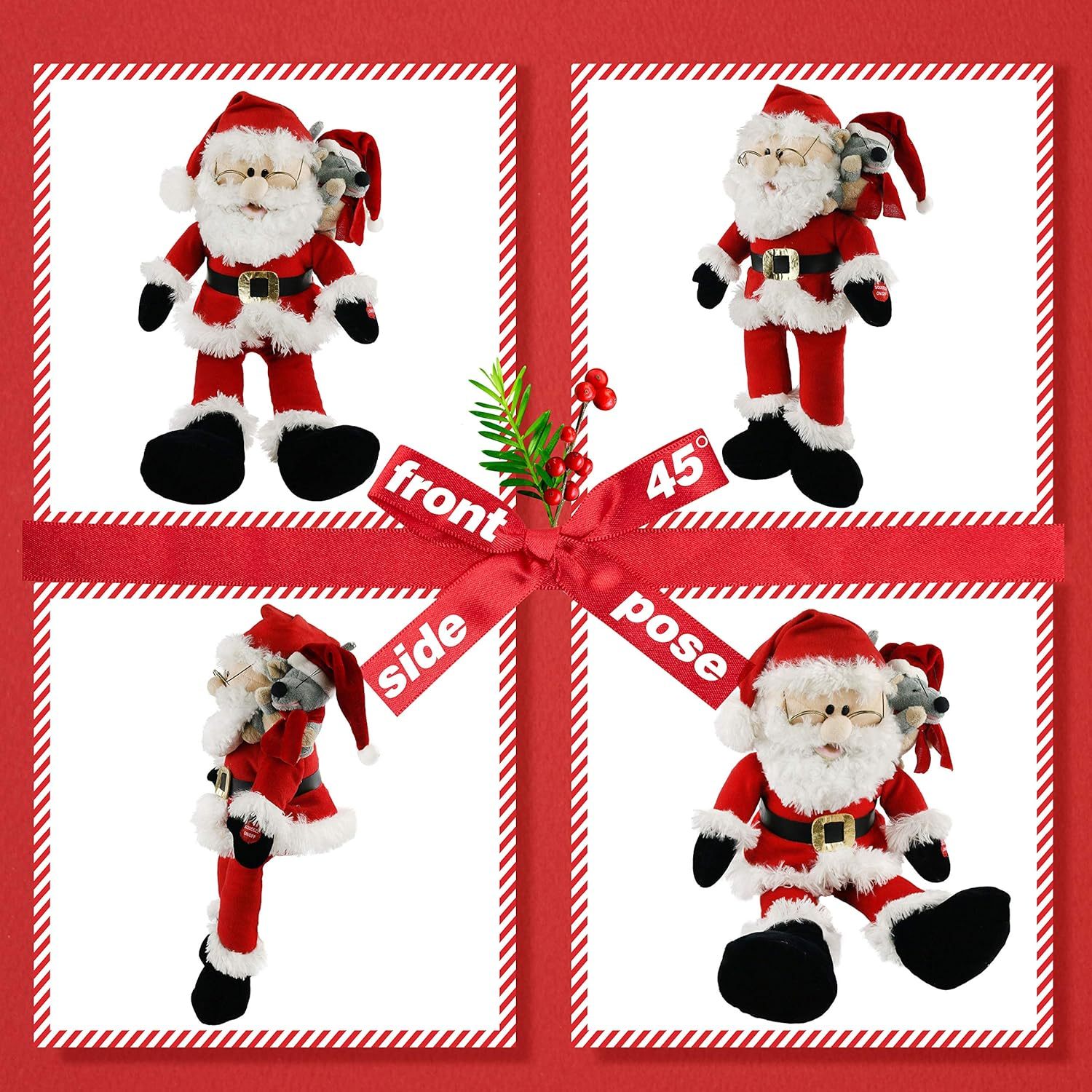 Singing Santa Claus Interactive Christmas Plush Toys with Music Electronic Animated Stuffed Animal