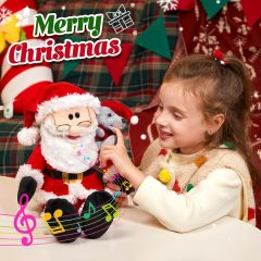 Singing Santa Claus Interactive Christmas Plush Toys with Music Electronic Animated Stuffed Animal
