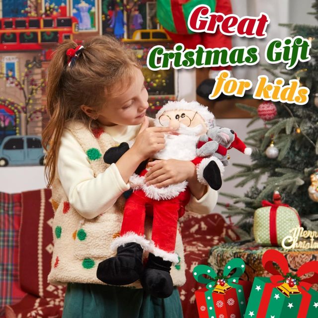 Singing Santa Claus Interactive Christmas Plush Toys with Music Electronic Animated Stuffed Animal