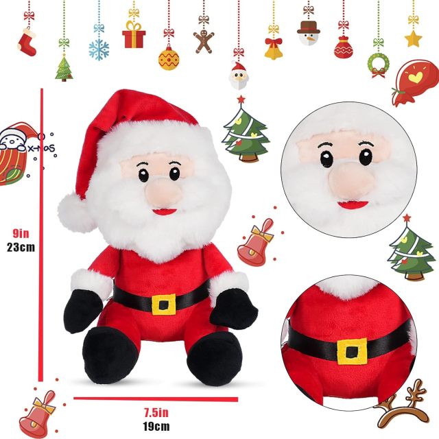 3 Pack Christmas Stuffed Animals, Santa Claus Snowman Moose Sitting Plush Dolls
