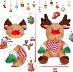3 Pack Christmas Stuffed Animals, Santa Claus Snowman Moose Sitting Plush Dolls