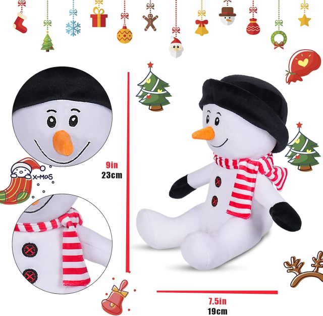 3 Pack Christmas Stuffed Animals, Santa Claus Snowman Moose Sitting Plush Dolls