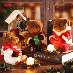 3 Pieces Christmas Bear Stuffed Animals Decoration Soft Plush Bear Toys