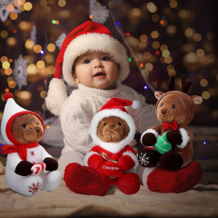 3 Pieces Christmas Bear Stuffed Animals Decoration Soft Plush Bear Toys