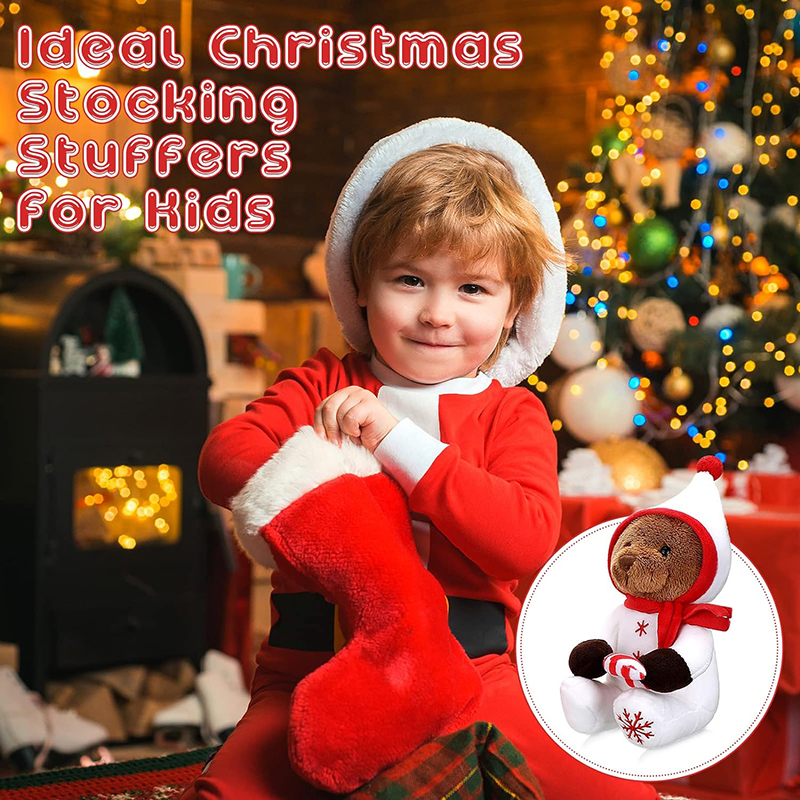 3 Pieces Christmas Bear Stuffed Animals Decoration Soft Plush Bear Toys