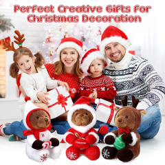 3 Pieces Christmas Bear Stuffed Animals Decoration Soft Plush Bear Toys