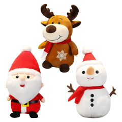 3 Pcs Christmas Plush Toys Santa Claus Plush Doll Reindeer Stuffed Animal Snowman Plush Pillow