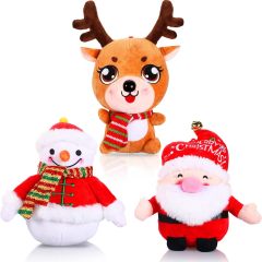 3 Pieces Christmas Plush Toy Doll Santa Reindeer Snowman Claus Stuffed Animal Plush Toy