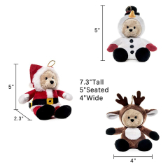 High Quality Bears Pack of 3 Teddy Bears Christmas Decorations Stuffed Animal