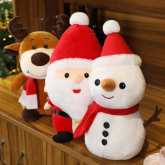 3 Pcs Christmas Plush Toys Santa Claus Plush Doll Reindeer Stuffed Animal Snowman Plush Pillow