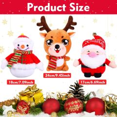 3 Pieces Christmas Plush Toy Doll Santa Reindeer Snowman Claus Stuffed Animal Plush Toy