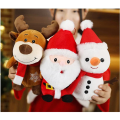 3 Pcs Christmas Plush Toys Santa Claus Plush Doll Reindeer Stuffed Animal Snowman Plush Pillow