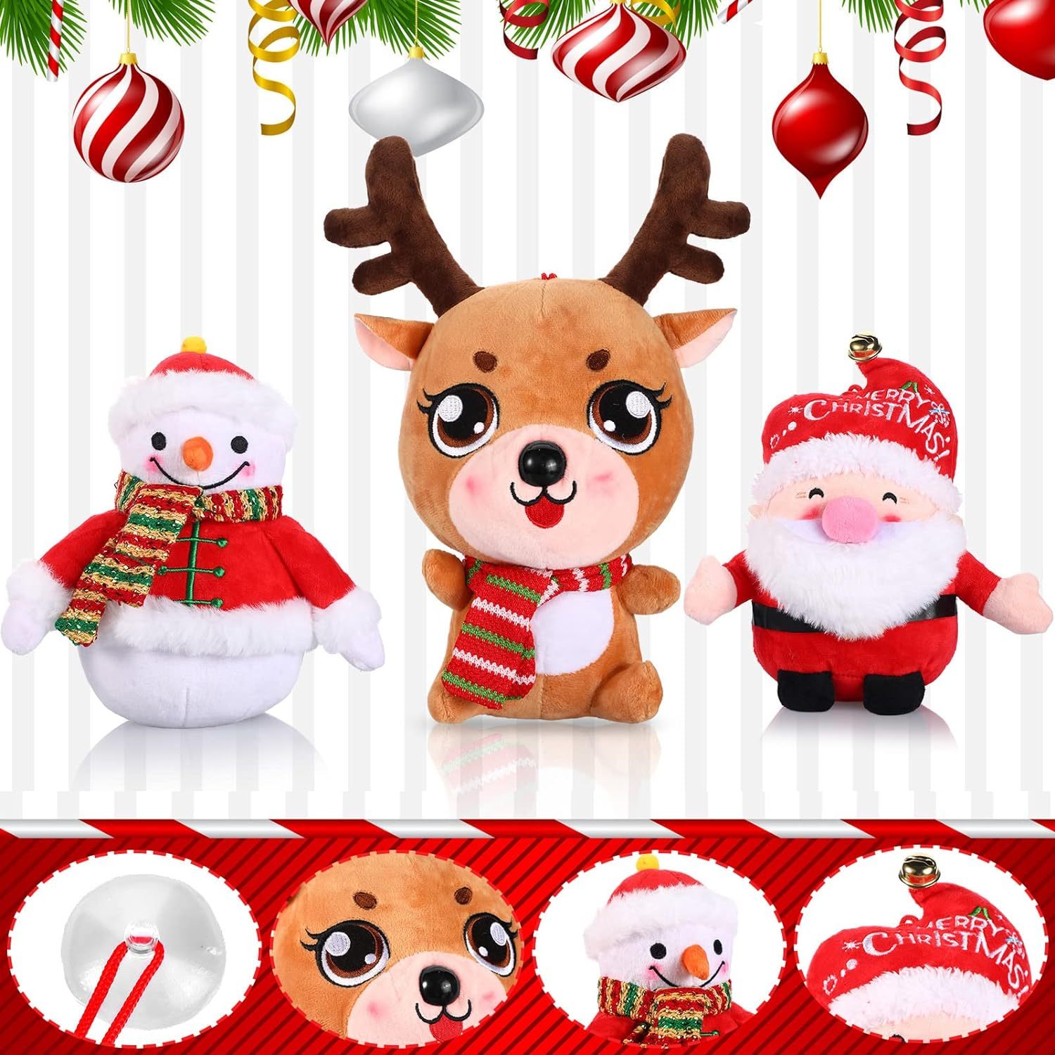 3 Pieces Christmas Plush Toy Doll Santa Reindeer Snowman Claus Stuffed Animal Plush Toy
