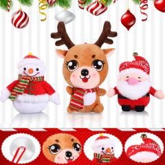 3 Pieces Christmas Plush Toy Doll Santa Reindeer Snowman Claus Stuffed Animal Plush Toy