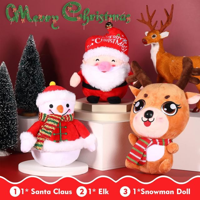 3 Pieces Christmas Plush Toy Doll Santa Reindeer Snowman Claus Stuffed Animal Plush Toy