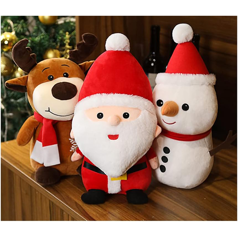 3 Pcs Christmas Plush Toys Santa Claus Plush Doll Reindeer Stuffed Animal Snowman Plush Pillow