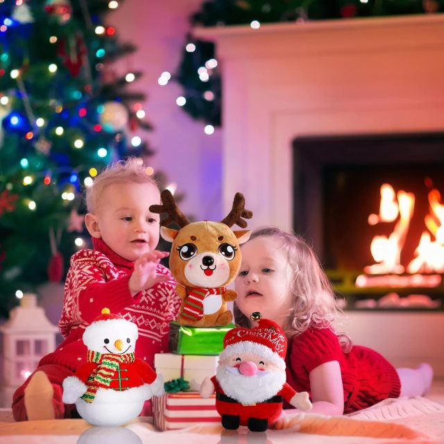 3 Pieces Christmas Plush Toy Doll Santa Reindeer Snowman Claus Stuffed Animal Plush Toy