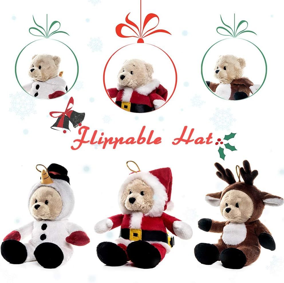 High Quality Bears Pack of 3 Teddy Bears Christmas Decorations Stuffed Animal