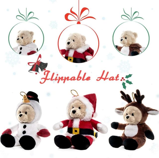 High Quality Bears Pack of 3 Teddy Bears Christmas Decorations Stuffed Animal