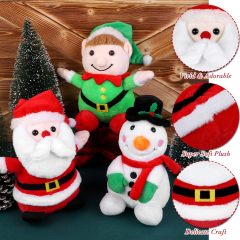 4Pcs/Set 7 Inch Christmas Stuffed Animals Plush Toys Santa Snowman Elk Elf