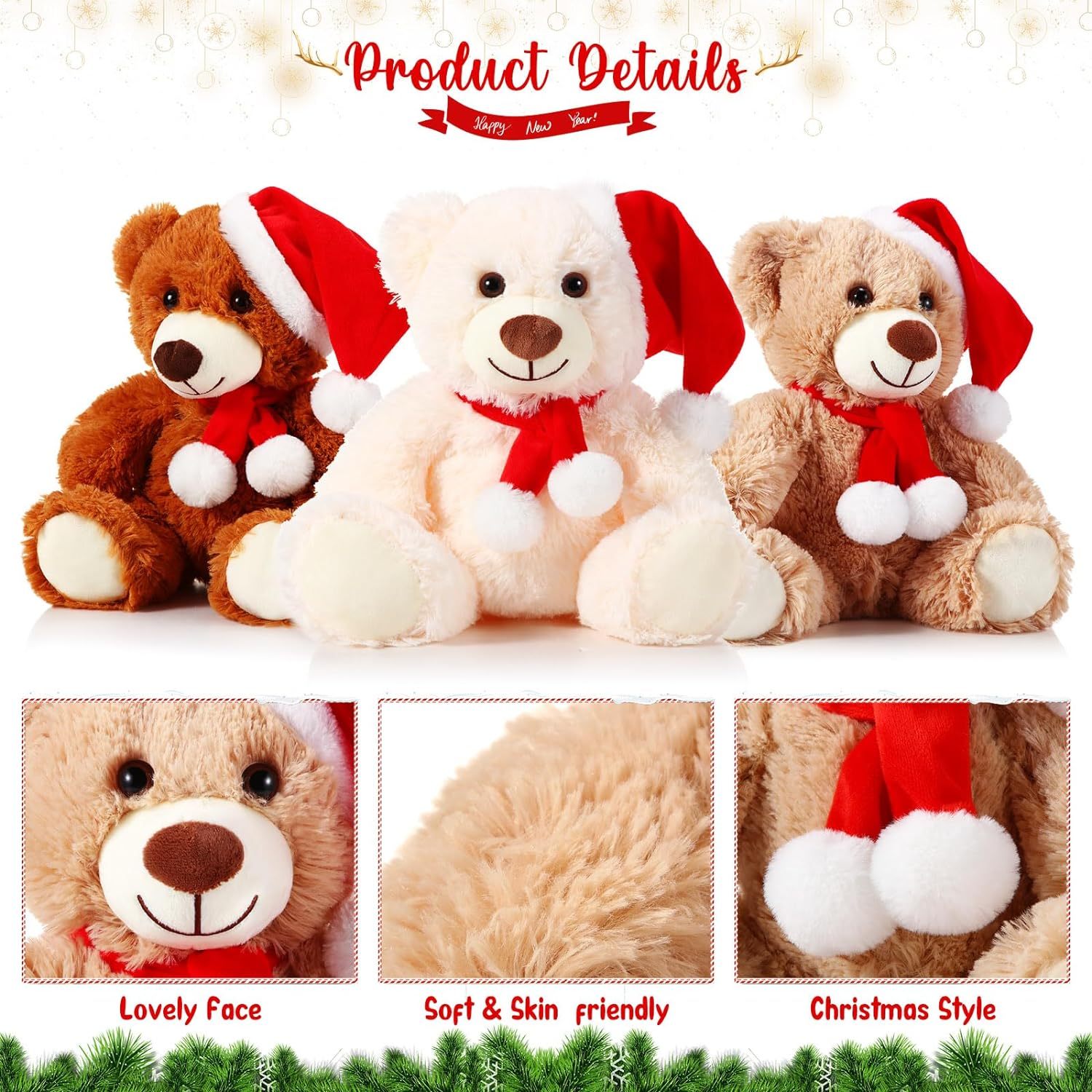 6 Pieces Bear Bulk Stuffed Animal Baby Shower Bear Plush Toys Soft Cute Bear Easter Graduation Gifts