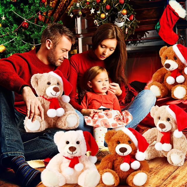 6 Pieces Bear Bulk Stuffed Animal Baby Shower Bear Plush Toys Soft Cute Bear Easter Graduation Gifts