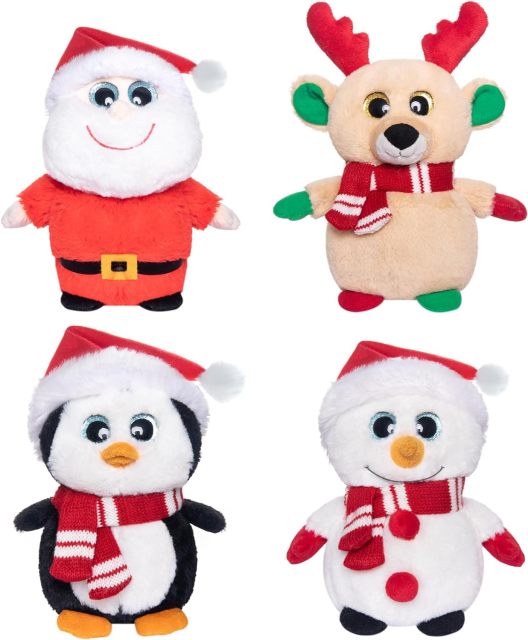 Santa Claus Snowman Penguin Reindeer Christmas Plush Toys 4 Pack