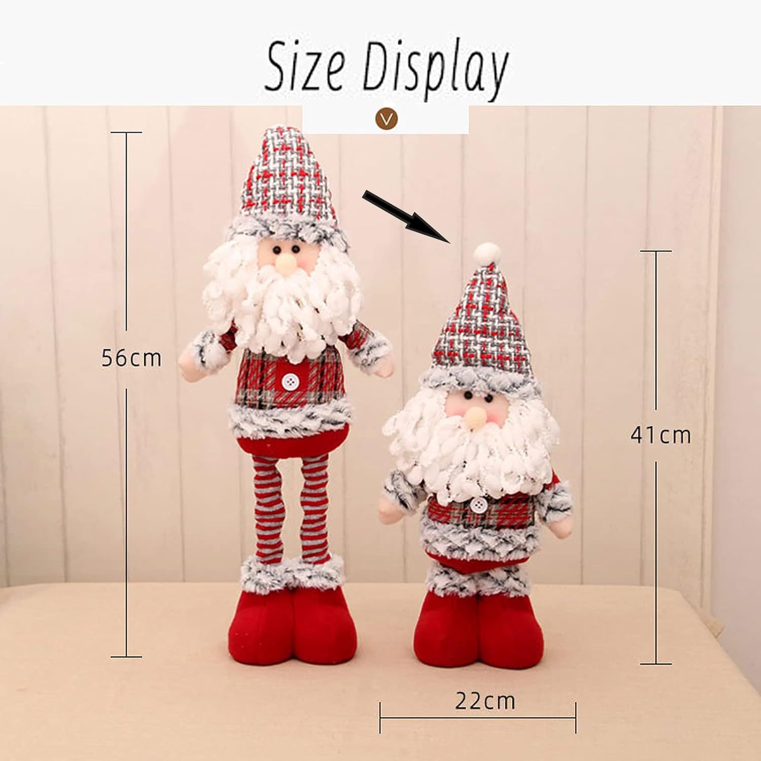 Christmas Doll Santa Claus Snowman 22.0 inches Standing Stretchable Stuffed Toy