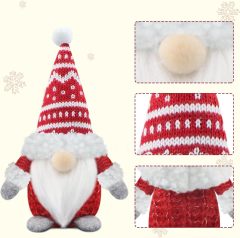 Christmas Gnomes Figures Set of 3 Christmas Decoration Gnome Plush for Home Kitchen - Red
