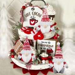 Christmas Gnomes Figures Set of 3 Christmas Decoration Gnome Plush for Home Kitchen - Red