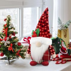 Christmas Gnome Set of 2 Decor Plush Elf Decoration for Home Kitchen